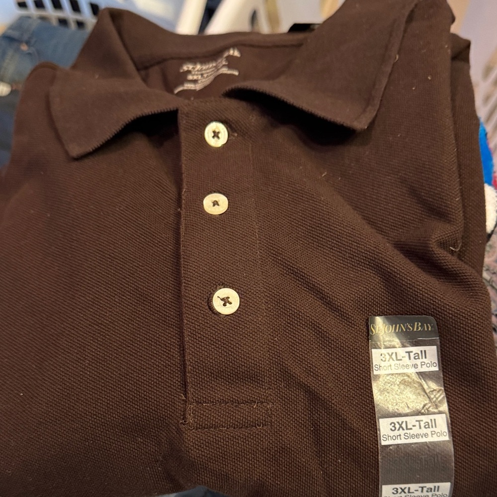 St. John's Bay Men's Dark Brown Polo Shirt NWT